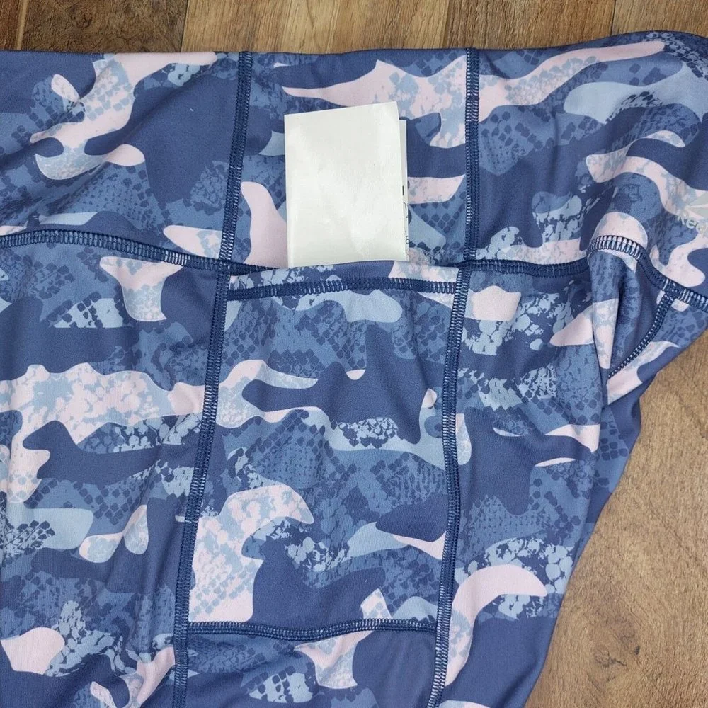 Reebok Precision Womens Large Ankle Leggings Slate Blue Pink Camo - Picture 13 of 16